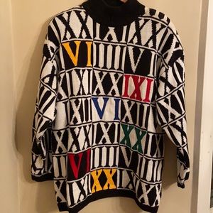 EUC Vintage 80s 90s Oversized Appliqué Sweater M Cosby Show Fresh Prince